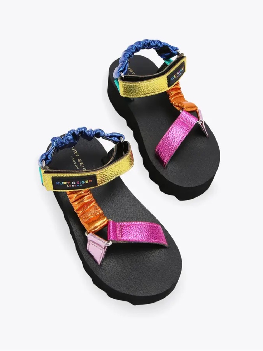 KURT GEIGER Kids Mini Orion Metallic Colorblock Platform Sandals 33/2M